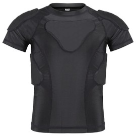 Dialudon Youth Boys Football Rib Protector Padded Compression for Football Baseball Basketball Paintball Shirt Color Black Size S
