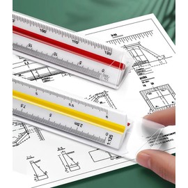 UQMIQURA 30 cm Scale Ruler, Plastic Scale Ruler, Triangular Ruler, Metric Scales 1:20 1:25 1:50 1:75 1:100 1:125