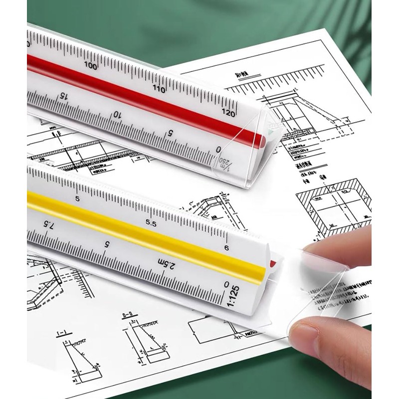 UQMIQURA 30 cm Scale Ruler, Plastic Scale Ruler, Triangular Ruler,