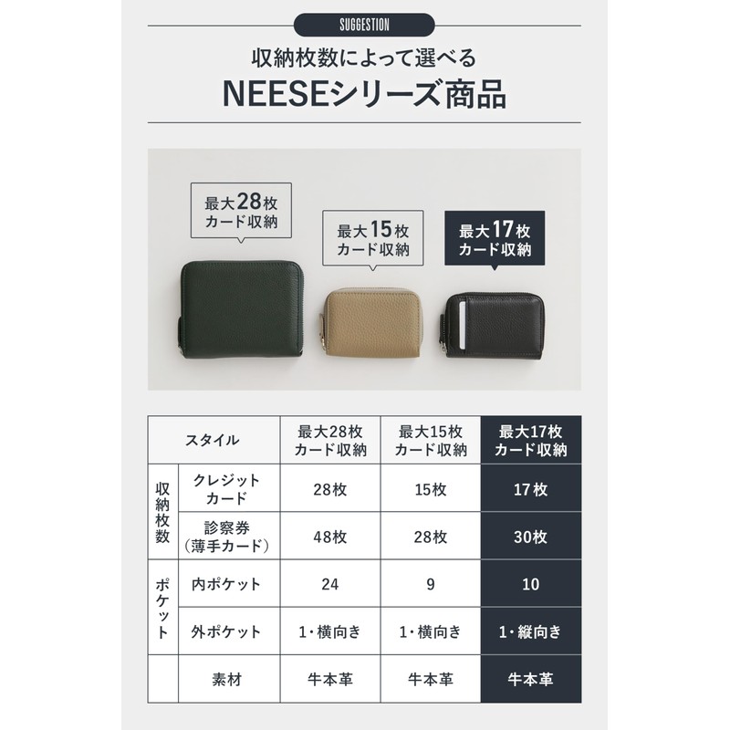 Neese Credit Card Case, Card Holder, Skimming Prevention, Pleated, Large