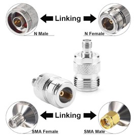 AILOOCEDI 2 Pieces Type N Female to SMA Female RF Male Coaxial Adapter Test Converter, Wide Frequency Bandwidth, Gold-Plated, Durable Construction, Made of