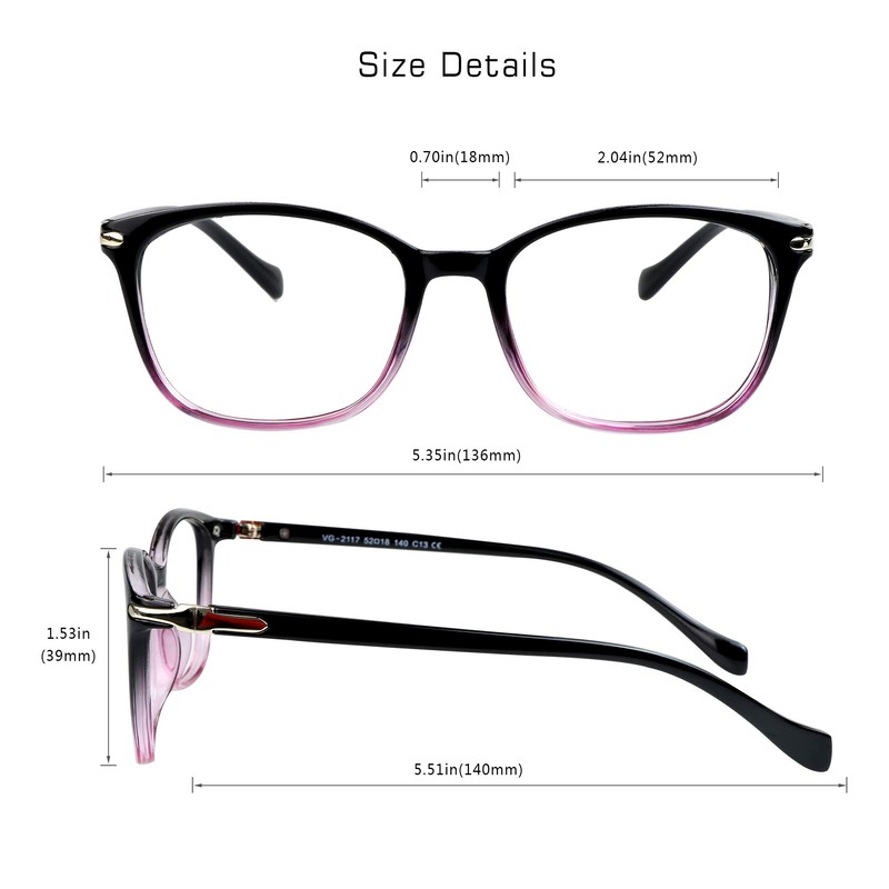 VisionGlobal Blue Light Blocking Glasses for Women/Men, Anti Eyestrain, Computer
