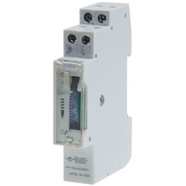 ChiliTec Analogue Timer for Switch Panel Installation Daily Timer 24 Hours 15 min Steps 230 V Switch Box