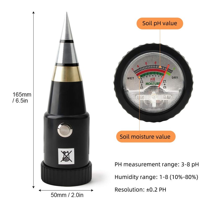 KKnoon Soil Meter, Soil Meter, 2-in-1, Soil PH/Moisture Meter, Waterproof,
