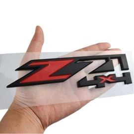 Generic Z71 4x4 Badge Emblems 2-Piece in Matt Black for 2007-2020 Silverado, Sierra, and Canyon - Suitable for Hood - Fits 1500, 2500HD, and 3500HD Models (Matte Black with Red)