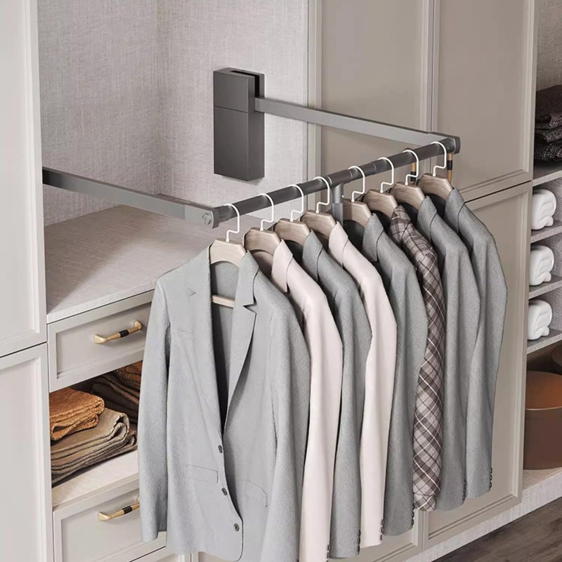 Pull Down Closet Rod for Hanging Clothes, Retractable Wardrobe Hanger