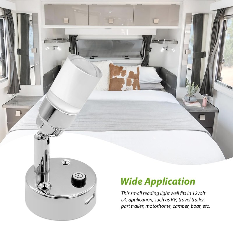 Dream Lighting 12v Reading Light with USB Campervan Caravan Motorhome
