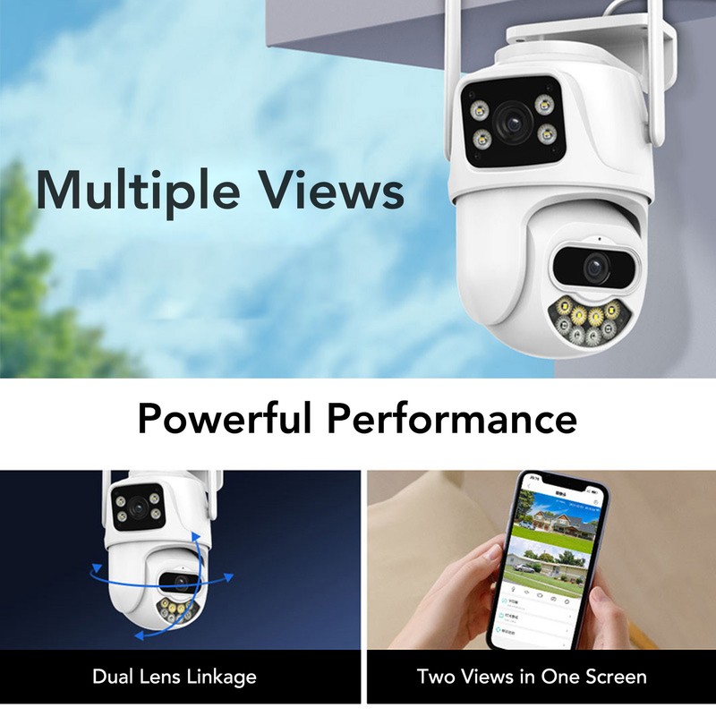 WiFi Security Camera Dual Lens HD Night Vision Remote Control