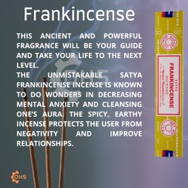 3x Satya Nag Champa Frankincense Incense Sticks with DHS incense sticks holder Used for Yoga, Meditation Aromatherapy, and Relaxation