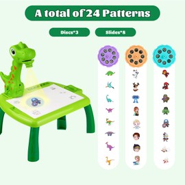 EliphonTowne Drawing Projector Table for Kids - Dinosaur Gifts for Girls, Kids Drawing Set for Children Age 2 3 4 5 6 7 8, Girls Boys Painting Easel Birthday Christmas for Home School Party