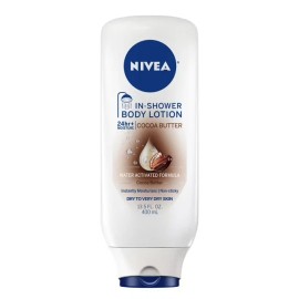 NIVEA Cocoa Butter In Shower Lotion for Dry Skin, 24-Hour Body Moisturizer, 13.5