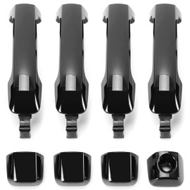 Kojem Black 202 Door Handles Kit Assembly W/O Passenger Keyhole Compatible with 2011-2022 Tundra Crewmax/Sequoia (Glossy Black) Replacement for 81295 692100C010 692170C030 692170C010