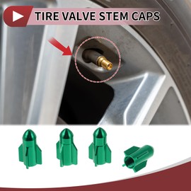 HEROFFIX 4 Pcs Decorative Tire Valve Stem Caps Rocket Style 27mm Tyre Valve Dust Covers for Most Cars Truck Green Aluminum Alloy