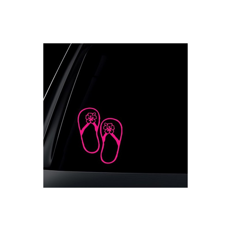 Hibiscus Flower on Flip Flop Car Decal / Sticker -