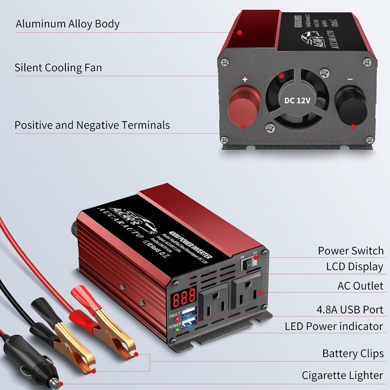 400W Power Inverter DC 12V to 110V AC Car Inverter