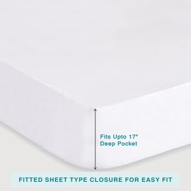 FABDREAMS Organic Waterproof Mattress Protector Queen Size|Queen Mattress Cover|Queen Size Mattress Encasement| Fits up to 17" Deep Pocket|Temperature Regulating | Breathable| Queen | White
