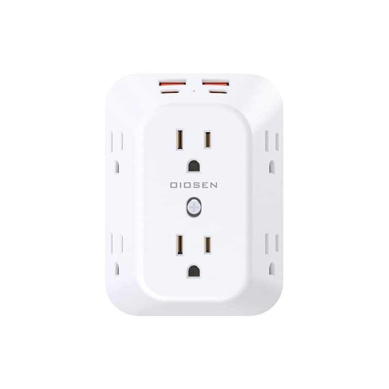 OIOSEN Enchufe múltiples de Pared, Extensor de Enchufe de 6