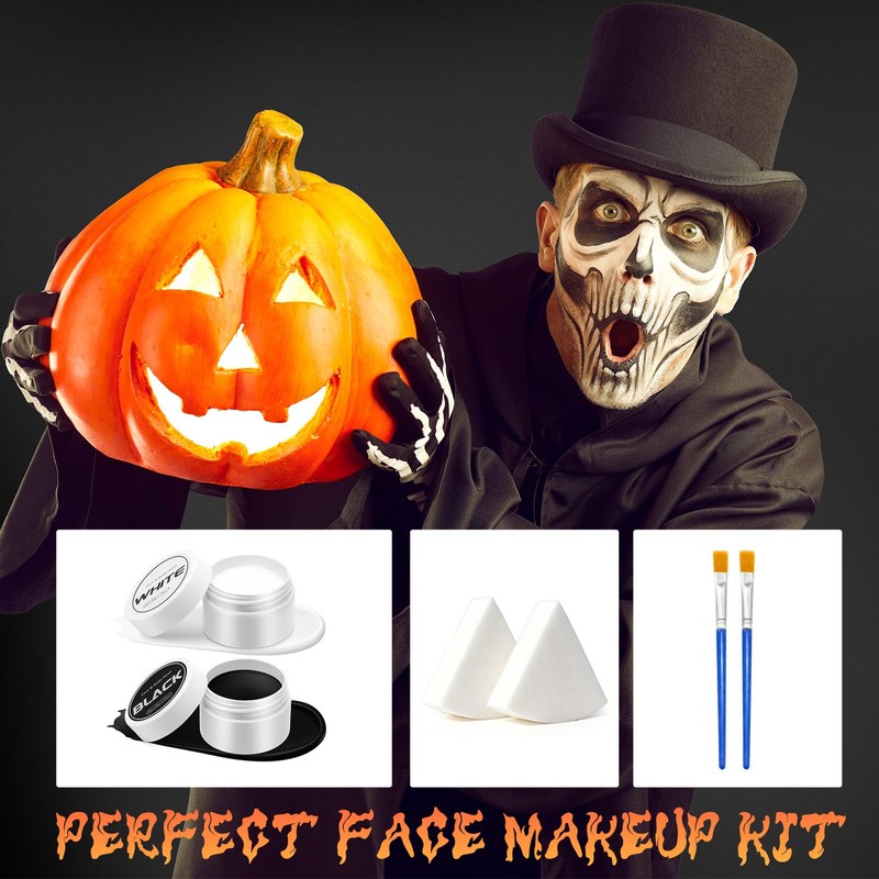 Black and White Face Paint for Halloween Vampire Zombie Makeup