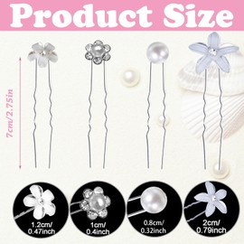 Denipry 40Pcs Bridal Wedding Hair Pins Pearl Diamond U Shape Rhinestone Flower Hairpins Hair Accessories Bobby Clips Jewelry for Bride Bridesmaid Women Girls