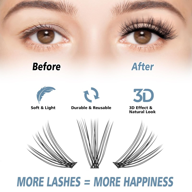 DIY Eyelash Extension Lash Clusters 120 Clusters False Eyelash 3D