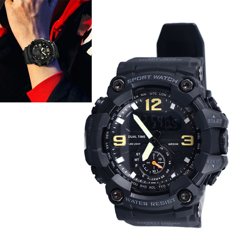 Men Digital Watch Waterproof Stopwatch Timing Date Display Alarm Clock