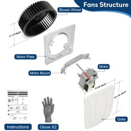 Upgraded 696N-R02 B Unit Bathroom Exhaust Fan and Cover Kit – 70 CFM 3.0 Sone Quiet Bathroom Ceiling Fan Fit 663-G/J/H, 670-G/J/H, 671-G/J/H, 688-G/J/H/K, 689-G/J/K, S97012026 Bathroom Vent Fan