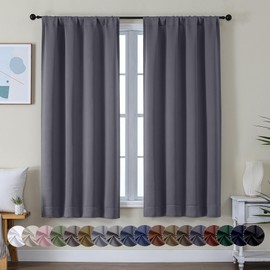 Simplebrand Simplebrand Ava Grey Blackout Curtains for Bedroom 63 Inch Length 2 Panels Set, Solid Thermal Insulated Energy Saving Rod Pocket Window Treatment Curtains Blackout Drapes, W40 x L63 Inch, Grey