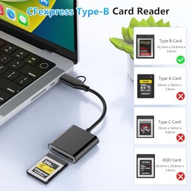 Lector de Tarjetas CFexpress Tipo B con USB 3.2 (Gen 2) 10Gbps, Adaptador CFexpress Tipo B 2-en-1 USB-C & USB-A, Compatible con Windows/Mac/Linux/Andr