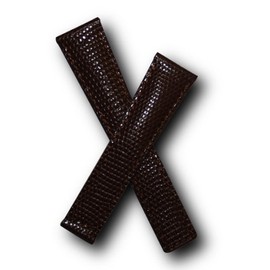 20mm Dark Brown Lizard Grain Genuine Leather Watchband with Brown Stitching to fit TAG Heuer Monza (Spring Bars Included)