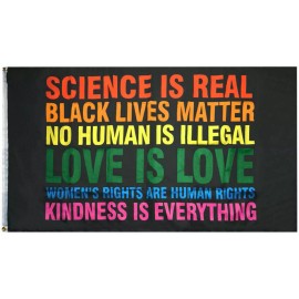 RFCO Science is Real Black Lives Matter BLM Love Rainbow 3x5 Double Sided Flag