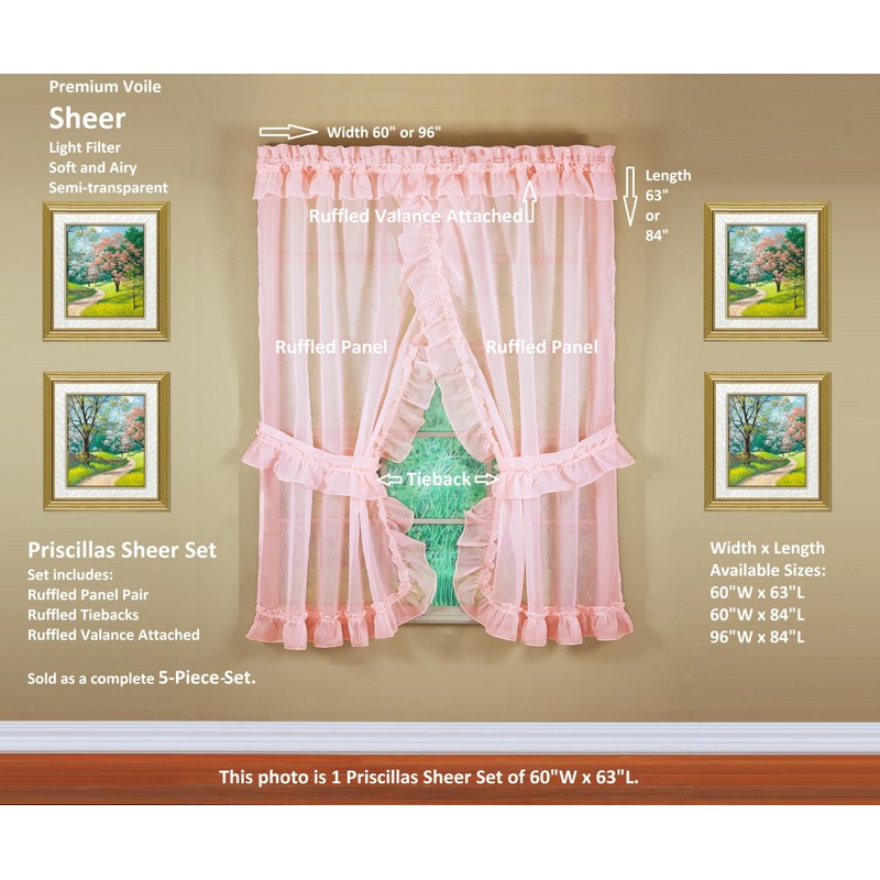 Today's Curtain, Emelia Priscilla Sheer Pair 60" W x 63"