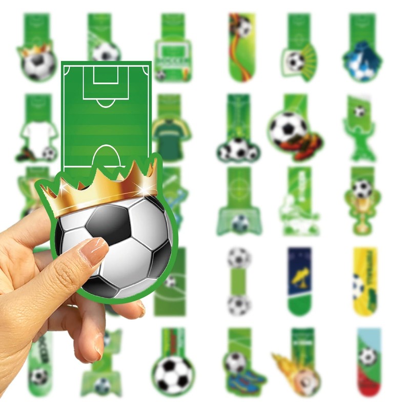 30 Pcs Soccer Bookmarks for Kids Sports Theme Funny Bookmark