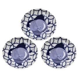 Hogdseirrs 138776 Hayashi Kinnosuke Shoten Mino Ware Plate, Set of 3, Cloisonne Houndstooth