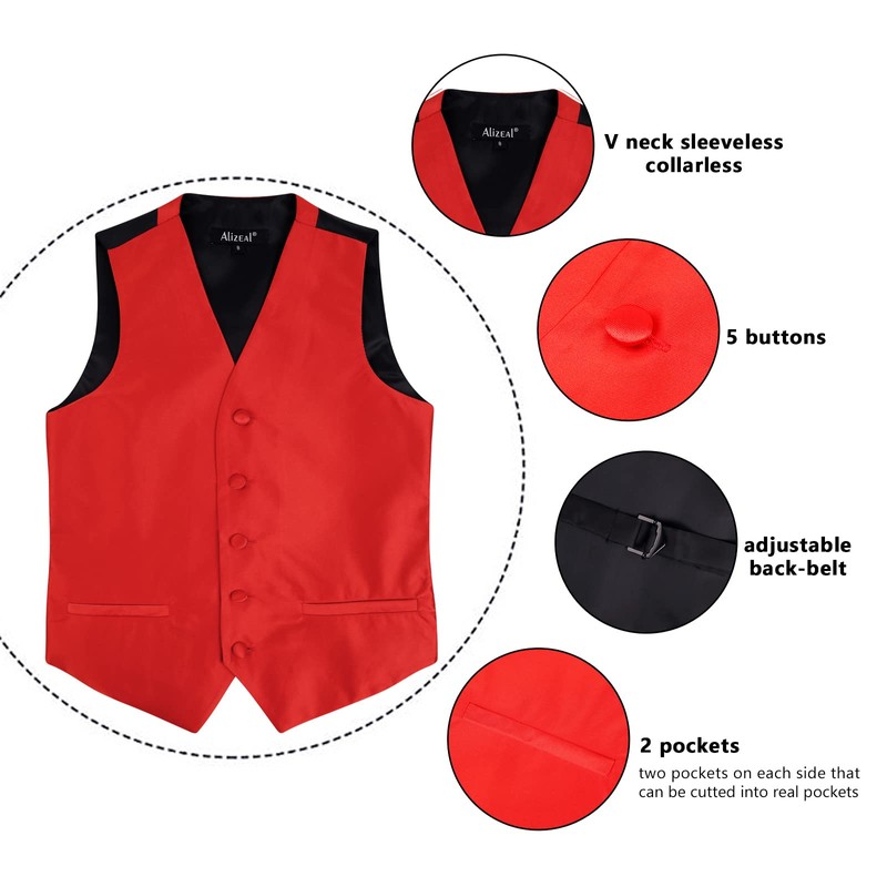 Alizeal Boys' Bow Tie, Tie and Suit Vest Plain Classic
