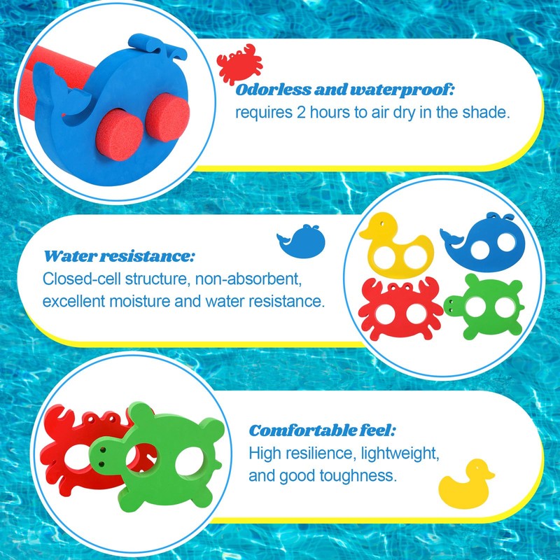 4 Pack EVA Pool Noodle Floating Connectors Animal Shaped Swimming