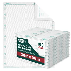 MILDPLUS MILDPLUS Heavy Duty Underpads 30"X36" ,100 Count, Ultra 10 Times More Absorbent Chucks Pads, Tear-Resistant Disposable Bed Pads with Strength Cloth Backing for Adults, Elderly