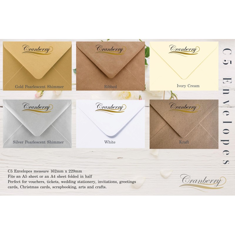 C5 White Envelopes x 50. Gummed 162mm x 229mm. Perfect