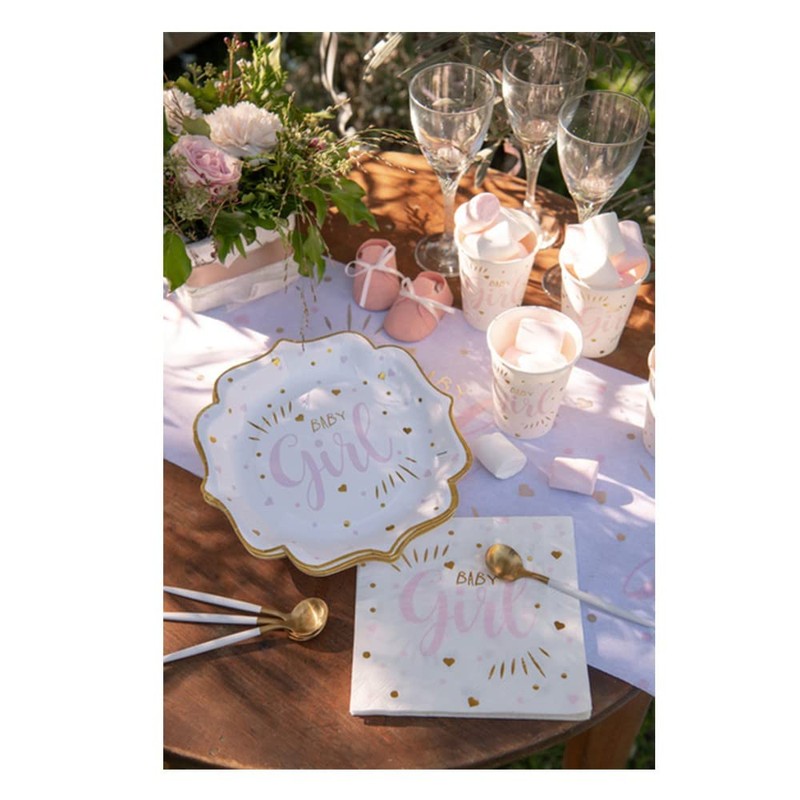10 Paper Plates 21 cm Baby Shower Girl Pink