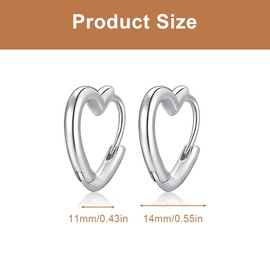 WMUVAZA Women's Heart Hoop Earrings, 2 Pairs of Silver Hoop Earrings, Small Hypoallergenic Earrings, Hoop Earrings with Cubic Zirconia, Silver, for Women, Teenagers, Girls, Silver, pirit