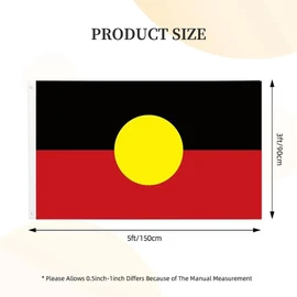 Aboriginal Flag 90 * 150 CM,Australian Aboriginal Flag,Indigenous of Australia Flags,Polyester Thickness, Fade Resistant, Brass Grommets, Canvas Header, Indoor/Outdoor, Vibrant Colors,Not Fear of Rain and Snow