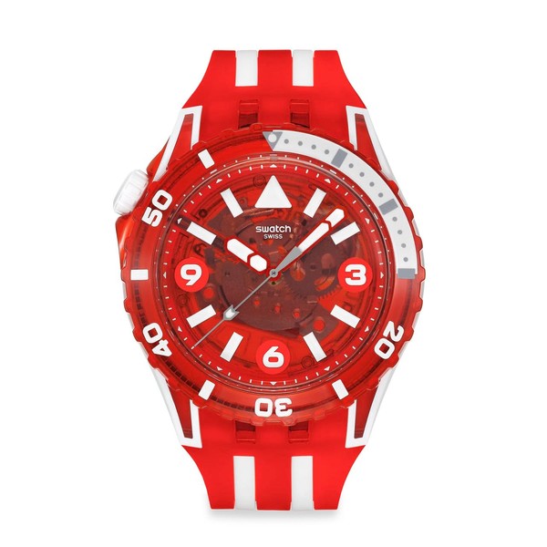 Swatch Unisex Casual Watch Red Quartz Lions Mane