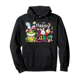 Happy Easter Frog Cosplay Bunny Floral Chocolate Eggs Pullover Hoodie