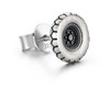 Vintage Tire Tread Round Stud Earring for Men, Silver Tone,