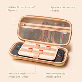 GeekShare Carrying Case Compatible with Switch 2 (2025) 7.9 Inch, Large Capacity Hard Shell Travel Case with 12 Game Card Slots for Switch 2 Console and Accessories, Tricolor Cat