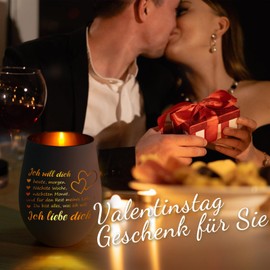 Valentine's Day Tea Light Holder Gift for Her Girlfriend Valentine's Day Gift, Lantern with Engraving I Love You Partner Gifts for Women, Lanterns, Anniversary, Birthday Gift for Wife