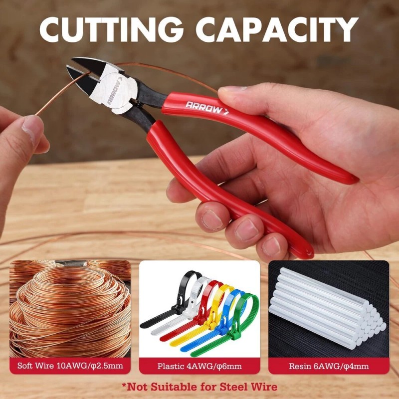 ARROW 7" Precision Wire Cutters Spring Load Side Cutter Diagonal