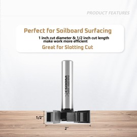 CSOOM 3PCS CNC Spoilboard Surfacing Router bit, 1/2'' Shank,1/2'' Cut Length,2'' Cutting Diameter 4 Wings ,Slab Flattening Router ,Planing Wood Planer Bit, Professional Woodworking Tools