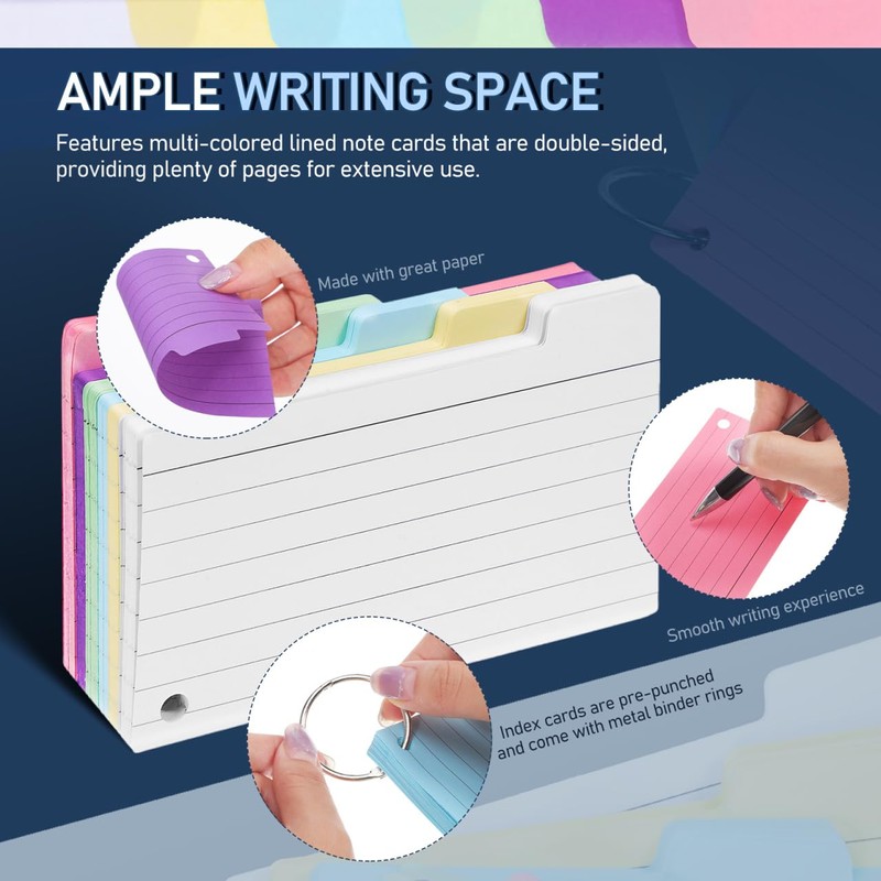 DIYEAH Index Card Box Set Flash Card Organizer Box with