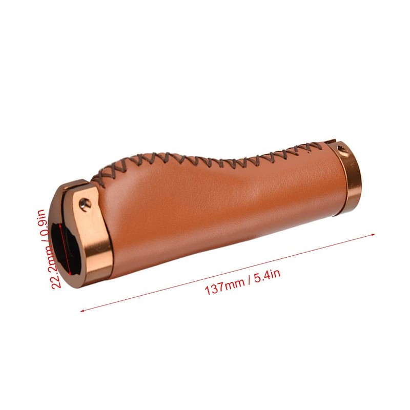 DEWIN Leather Bike Handle Grips, 1 Pair Retro Bicycle Grips