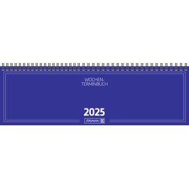 BRUNNEN Landscape Appointment Book Model 774 (2025), 2 Pages = 1 Week, 326 × 102 mm, 112 Pages, Cardboard Cover, Blue